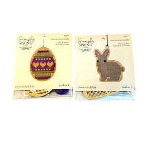 Easter Bunny Egg Cross Stitch Kits Simply Spring Craft Wood Embroidery Floss NEW